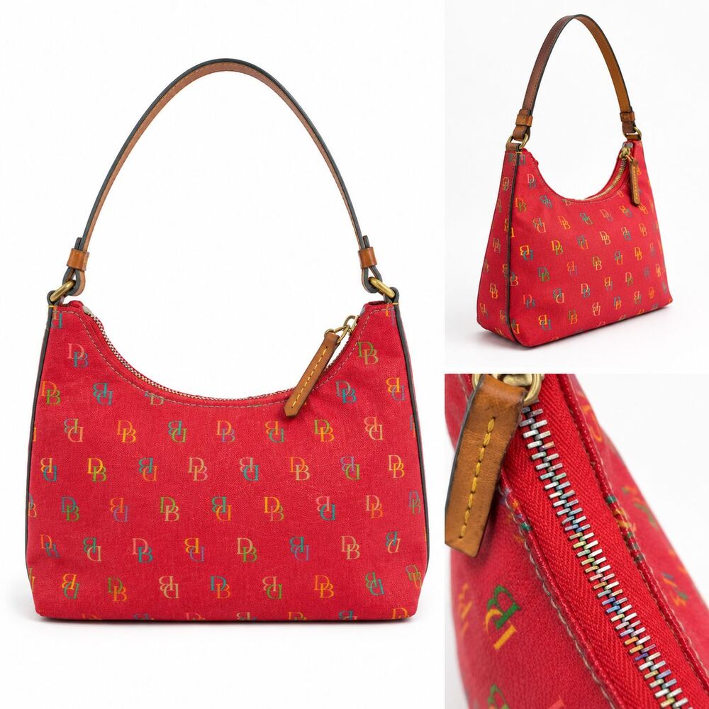 Vintage Dooney & Bourke Rainbow Zip Monogram Lindsay Lohan Pink Y2K HandBag Rare